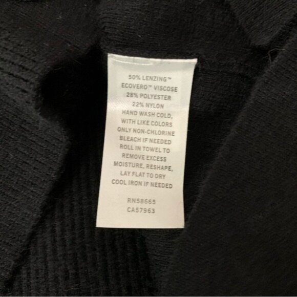 Halogen Black Asymmetrical Button Sweater Long Sleeve Ribbed Knit L Minimalist - Picture 7 of 7